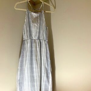 Everly Blue White M Dress Lined Coastal Scandi Girl Normcore Lightweight